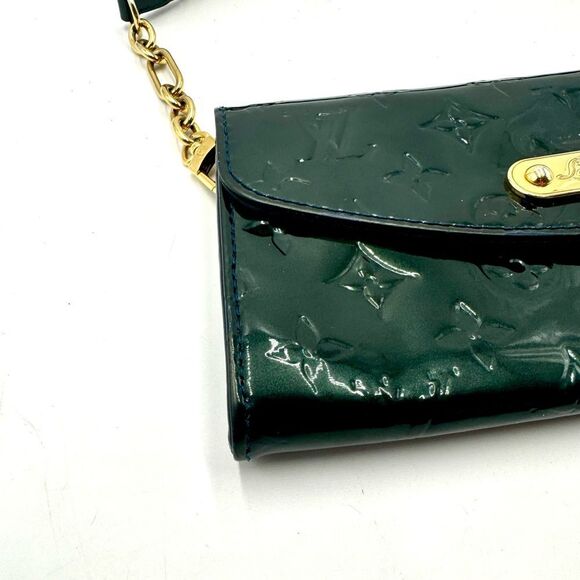 Auth Louis Vuitton Green Monogram Vernis Subset Boulevard Clutch Pouchette WOC - Picture 12 of 16